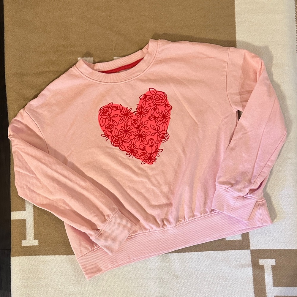 Cat & Jack Pink Sweatshirt with Red Floral Heart